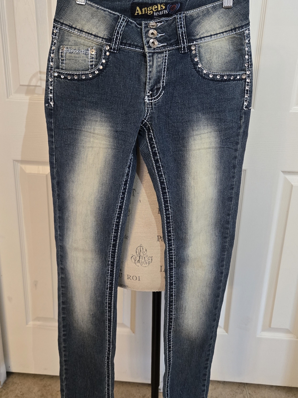 Angels Jeans Women's Faded Dark Blue Skinny Jeans